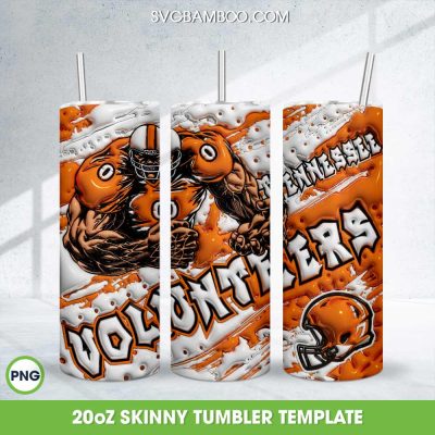 Tennessee Volunteers 3D Inflated Tumbler Wrap PNG, NCAA Football Teams 20oz Skinny Tumbler Template PNG Tennessee Volunteers 3D Inflated Tumbler Wrap PNG, NCAA Football Teams 20oz Skinny Tumbler Template PNG
