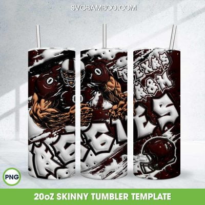 Texas A&M Aggies 3D Inflated Tumbler Wrap PNG, NCAA Aggies Football 20oz Skinny Tumbler Template PNG Texas A&M Aggies 3D Inflated Tumbler Wrap PNG, NCAA Aggies Football 20oz Skinny Tumbler Template PNG