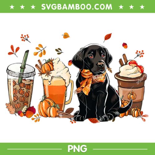 Thanksgiving Coffee Dog PNG, Labradors Fall Coffee Pumpkin Spice PNG, Thanksgiving Dog PNG