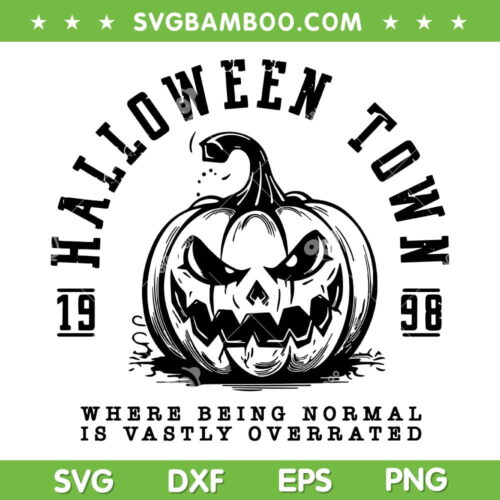 Pumpkin Halloween Town SVG PNG, University Pumpkin Face SVG, Spooky Season Halloween Town DXF SVG PNG EPS