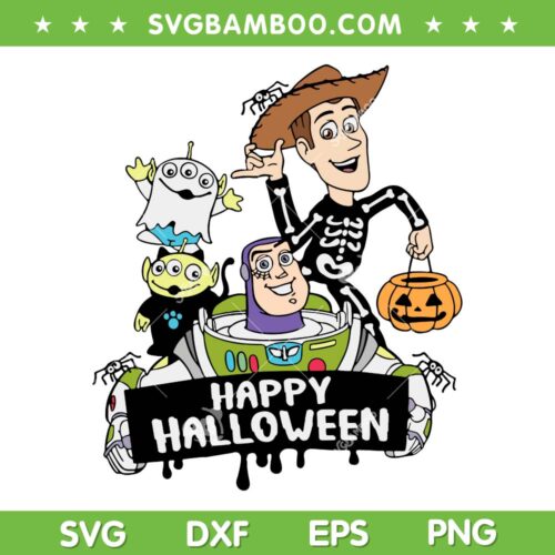 Toy Story Characters Happy Halloween SVG, Vintage Disney Toy Story Pumpkin SVG, Halloween Toy DXF SVG PNG EPS