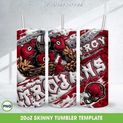 Troy Trojans 3D Inflated Tumbler Wrap PNG, NCAA Football Teams Trojans 20oz Skinny Tumbler Template PNG Troy Trojans 3D Inflated Tumbler Wrap PNG, NCAA Football Teams Trojans 20oz Skinny Tumbler Template PNG