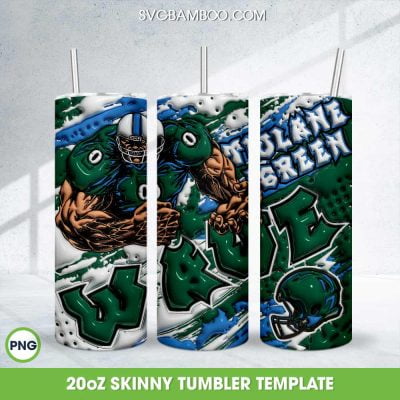Tulane Green Wave 3D Inflated Tumbler Wrap PNG, NCAA Logo 20oz Skinny Tumbler Template PNG Tulane Green Wave 3D Inflated Tumbler Wrap PNG, NCAA Logo 20oz Skinny Tumbler Template PNG