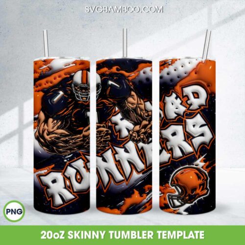 UTSA Roadrunners 3D Inflated Tumbler Wrap PNG, NCAA UTSA Logo 20oz Skinny Tumbler Template PNG