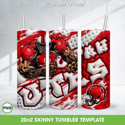 Utah Utes 3D Inflated Tumbler Wrap PNG, Football NCAA Logo 20oz Skinny Tumbler Template PNG