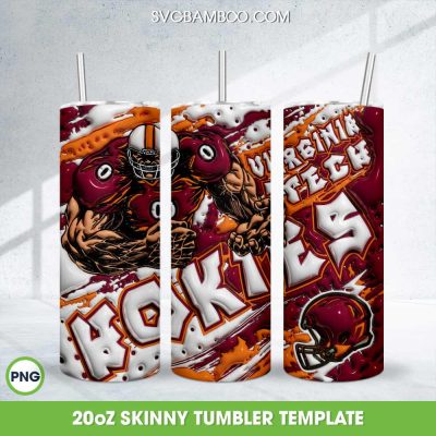 Virginia Tech Hokies 3D Inflated Tumbler Wrap PNG, Hokies Football Teams 20oz Skinny Tumbler Template PNG Virginia Tech Hokies 3D Inflated Tumbler Wrap PNG, Hokies Football Teams 20oz Skinny Tumbler Template PNG
