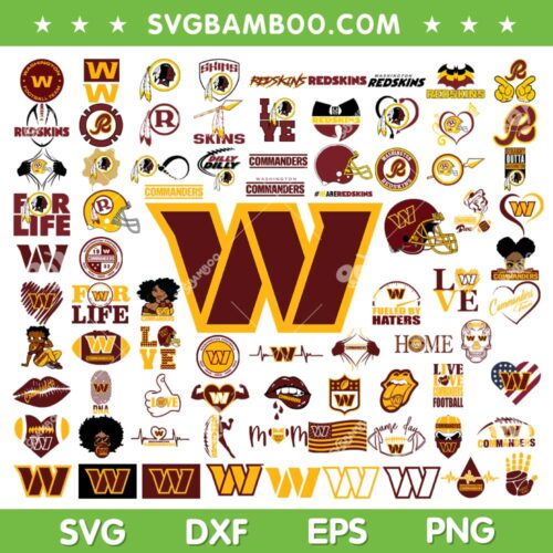 Washington Commanders Mega Bundle SVG, NFL Football Teams SVG Bundle, Commanders Logo DXF SVG PNG EPS