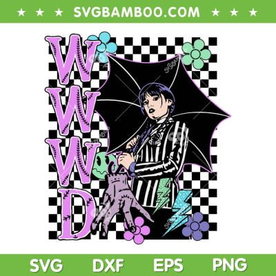 Wednesday Halloween SVG PNG, Groovy Addams Family SVG, Wedbesdat Umbrella DXF SVG PNG EPS