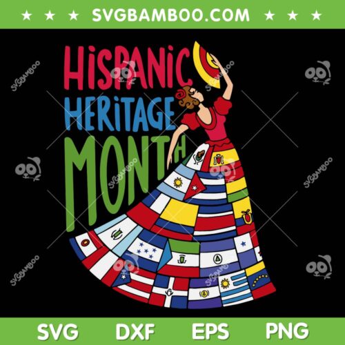 Womens Hispanic Heritage Month SVG PNG, National Hispanic Flags SVG, Countries Flags Girl DXF SVG PNG EPS