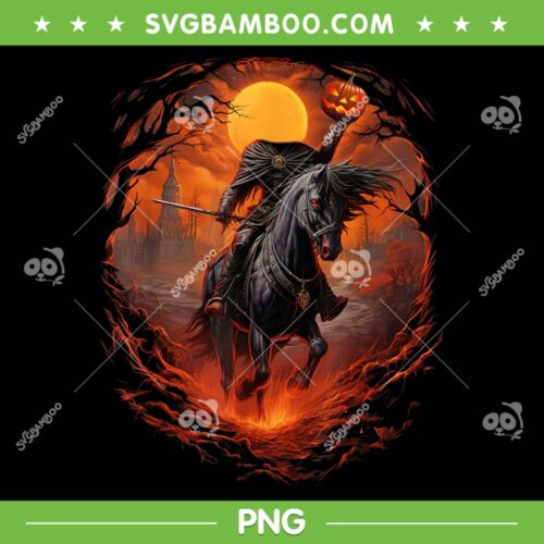 Pumpkin Headless Horseman PNG, Halloween Scary Horsemansunset PNG, Sunset Headless Horseman PNG