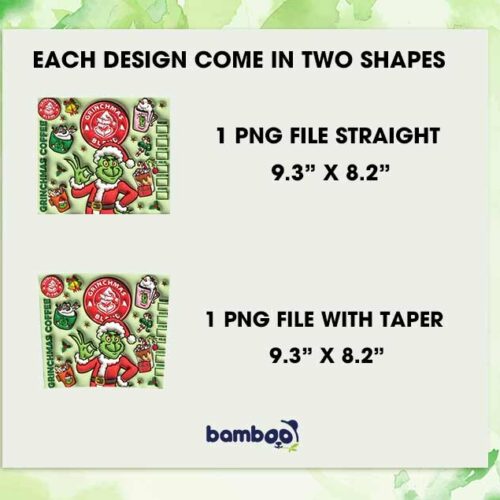 3D Inflated Grinch Coffee Tumbler Wrap PNG, Grinchmas Coffee Blend 20oz Skinny Tumbler Template PNG