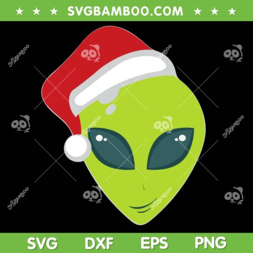 Alien Santa Hat SVG PNG, Chirstmas Aliens Face SVG, UFO Merry Christmars DXF SVG PNG EPS