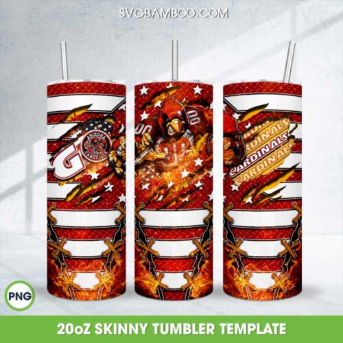 Arizona Cardinals Mascot Tumbler Wrap PNG, Cardinals Football 20oz Skinny Tumbler Template PNG
