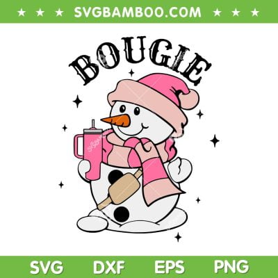 Bougie Snowman Cup And Bag SVG PNG, Christmas Snowman Boo jee Stanley Tumbler SVG, Pink Snowman DXF SVG PNG EPS