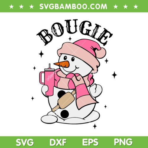 Bougie Snowman Cup And Bag SVG PNG, Christmas Snowman Boo jee Stanley Tumbler SVG, Pink Snowman DXF SVG PNG EPS