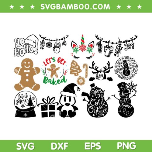 Christmas Character SVG Bundle, Cute Christmas SVG Bundle, Ho Ho Ho Santa Hat DXF SVG PNG EPS