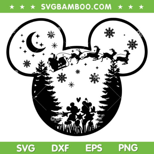 Christmas Mickey Head SVG PNG, Merry Christmas Disney SVG, Mickey Mouse Christmas DXF SVG PNG EPS
