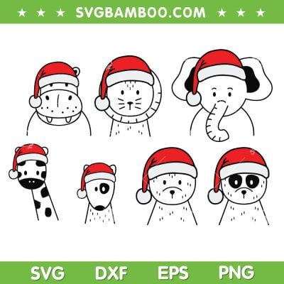 Christmas Animals Santa Hat SVG PNG, Merry Christmas Animals SVG, Santa Hat Animal DXF SVG PNG EPS Christmas Animals Santa Hat SVG PNG, Merry Christmas Animals SVG, Santa Hat Animal DXF SVG PNG EPS