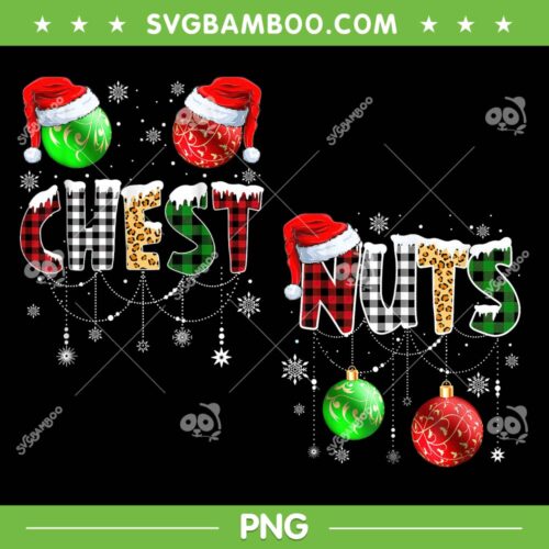Couple Family Chestnuts PNG, Christmas Chest Nuts Plaid Leopard PNG, Chest Nuts Santa Hat PNG
