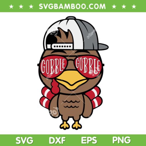 Cute Boy Turkey SVG PNG, Thanksgiving Turkey Baby SVG, Gobble Gobble Turkey DXF SVG PNG EPS