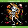 Day Of The Dead Skeleton PNG, Sugar Skull Monarch Butterfly PNG, Floral Skeleton PNG