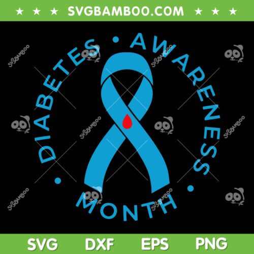 Diabetes Awareness Month SVG PNG, Diabetes Ribbon Blue SVG, Strong Woman Diabetes DXF SVG PNG EPS