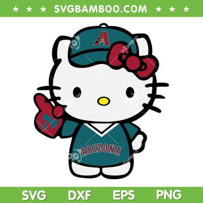 Diamondbacks Hello Kitty SVG PNG, Arizona Diamondbacks Baseball SVG, Kiity Diamondbacks DXF SVG PNG EPS