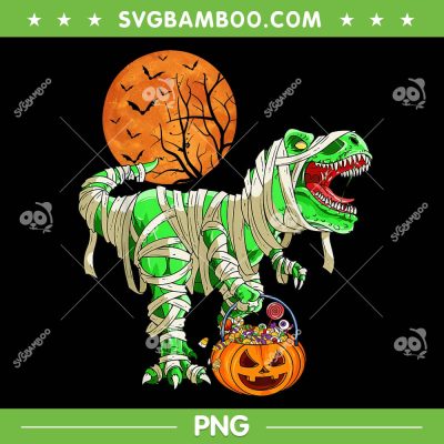 Dinosaur Trex Mummy Pumpkin PNG, Moon Halloween Dinosaur PNG, Scary Dinosaur PNG