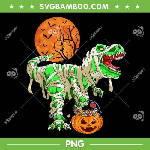 Dinosaur Trex Mummy Pumpkin PNG, Moon Halloween Dinosaur PNG, Scary Dinosaur PNG