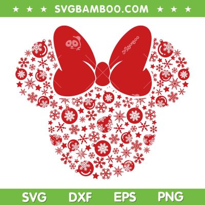 Disney Minnie Mouse Christmas SVG PNG, Mouse Ear Ornament Snowflake SVG, Snowflake Disney Christmas DXF SVG PNG EPS