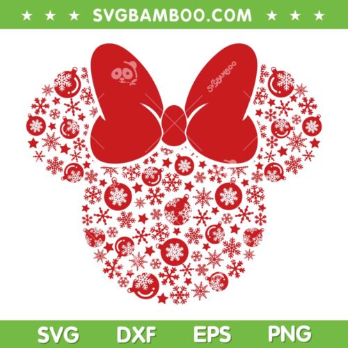 Disney Minnie Mouse Christmas SVG PNG, Mouse Ear Ornament Snowflake SVG, Snowflake Disney Christmas DXF SVG PNG EPS