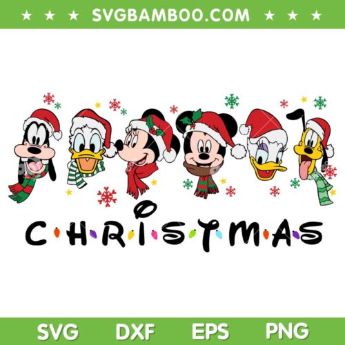 Disney Mouse And Friends Merry Christmas SVG, Disney Friends Christmas SVG, Happy Merry Christmas DXF SVG PNG EPS