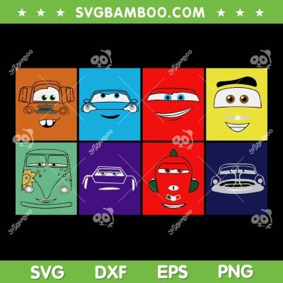 Disney Pixar Cars Face SVG PNG, Lightning McQueen Funny Face SVG, Car Face DXF SVG PNG EPS