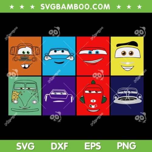 Disney Pixar Cars Face SVG PNG, Lightning McQueen Funny Face SVG, Car Face DXF SVG PNG EPS