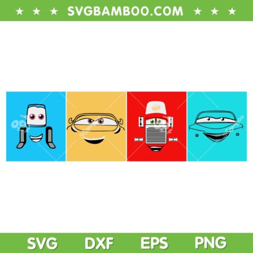 Disney Pixar Cars Funny Face SVG PNG, Lightning McQueen And Friends Face SVG, Car Face DXF SVG PNG EPS