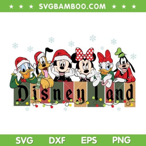 Disneyland Merry Christmas SVG PNG, Mickey Mouse And Friends Snow Xmas SVG, Funny Mickey And Friends DXF SVG PNG EPS