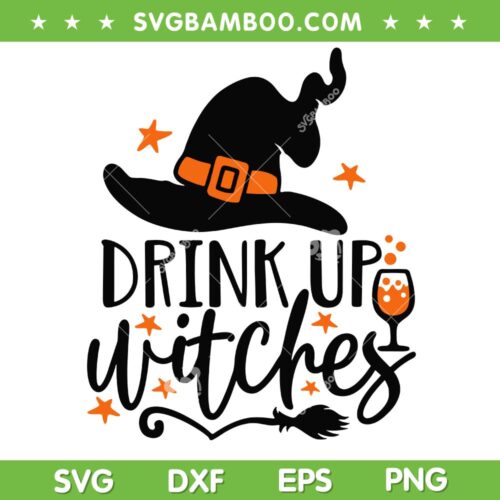 Drink Up Witches SVG PNG, Witch Hat Halloween SVG, Witch Way To The Wine DXF SVG PNG EPS