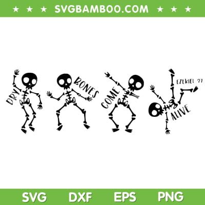 Dry Bones Come Alive Relaxed SVG PNG, Funny Skeleton Dancing SVG, Relaxed Skeleton DXF SVG PNG EPS