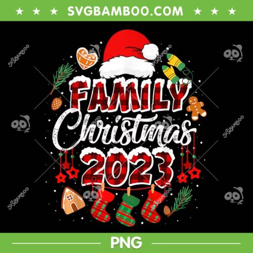 Family Christmas 2023 PNG, Squad Santa Elf Plaid PNG, 2023 Christmas Crew PNG