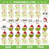 Family Grinch Faces SVG Bundle, Merry Grinch Face Xmas SVG Bundle, Grinch Family DXF SVG PNG EPS