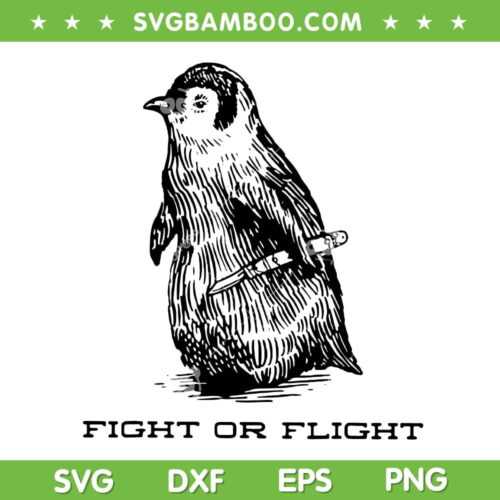 Fight Or Flight Penguin SVG PNG, Funny Penguin Pun Fight Meme SVG, Flightless Bird Anxiety DXF SVG PNG EPS