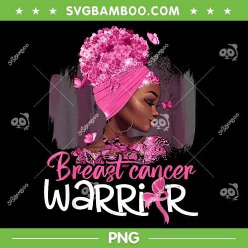 Fighting Breast Cancer Warrior Messy Bun PNG, Black Womens Wear Pink PNG, Fight Cancer PNG