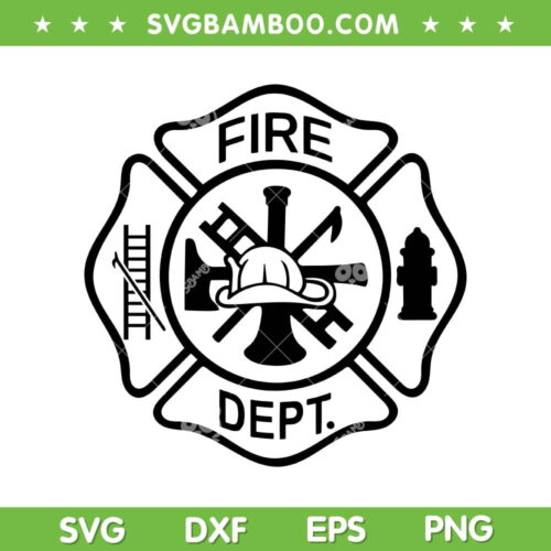 Fire Department SVG PNG, Firefighter Emblem SVG, Maltese Cross DXF SVG PNG EPS