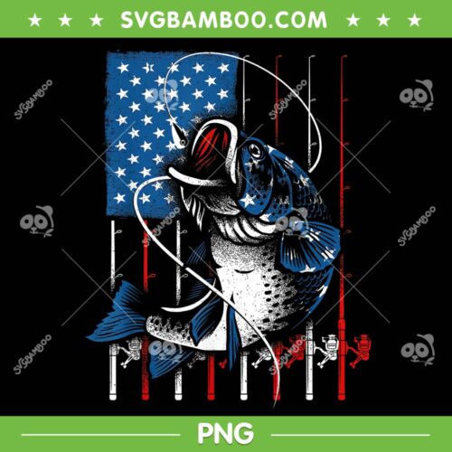 Fishing Art America Flag PNG, USA Flag Fishing Lover PNG, American Flagfish PNG