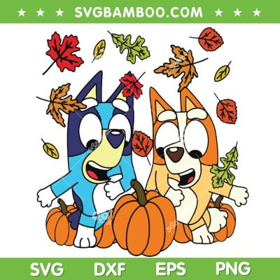 Funny Bluey Dancing Thanksgiving SVG PNG, Bluey Pumpkin Fall SVG, Bluey Cartoon DXF SVG PNG EPS
