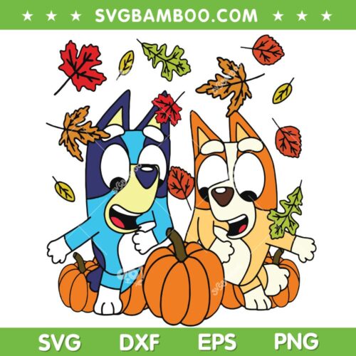 Funny Bluey Dancing Thanksgiving SVG PNG, Bluey Pumpkin Fall SVG, Bluey Cartoon DXF SVG PNG EPS