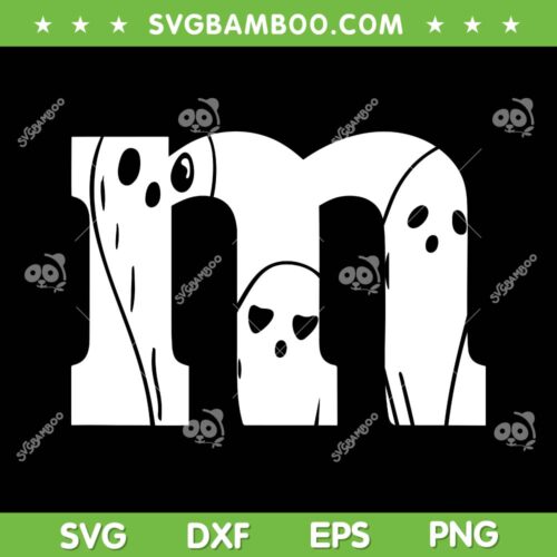 Funny Halloween Ghosts In Letter M SVG, Letter M Halloween Costume SVG, Letter M Ghost DXF SVG PNG EPS