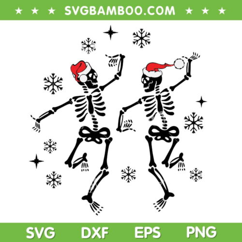 Funny Skeleton Santa Hat Dancing SVG, Skeleton Christmas Dacing SVG, Dacing Skull DXF SVG PNG EPS