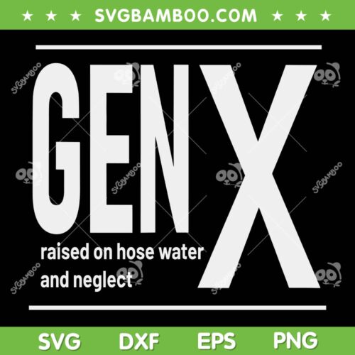 GEN X Raised On Hose Water And Neglect SVG, Funny Gen X SVG, Generation X DXF SVG PNG EPS