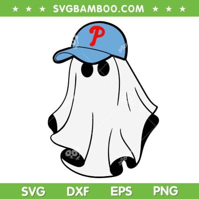 Ghost Phillies Fan SVG PNG, Cute Ghost Philadelphia Philly Baseball SVG, Philadelphia Boo DXF SVG PNG EPS